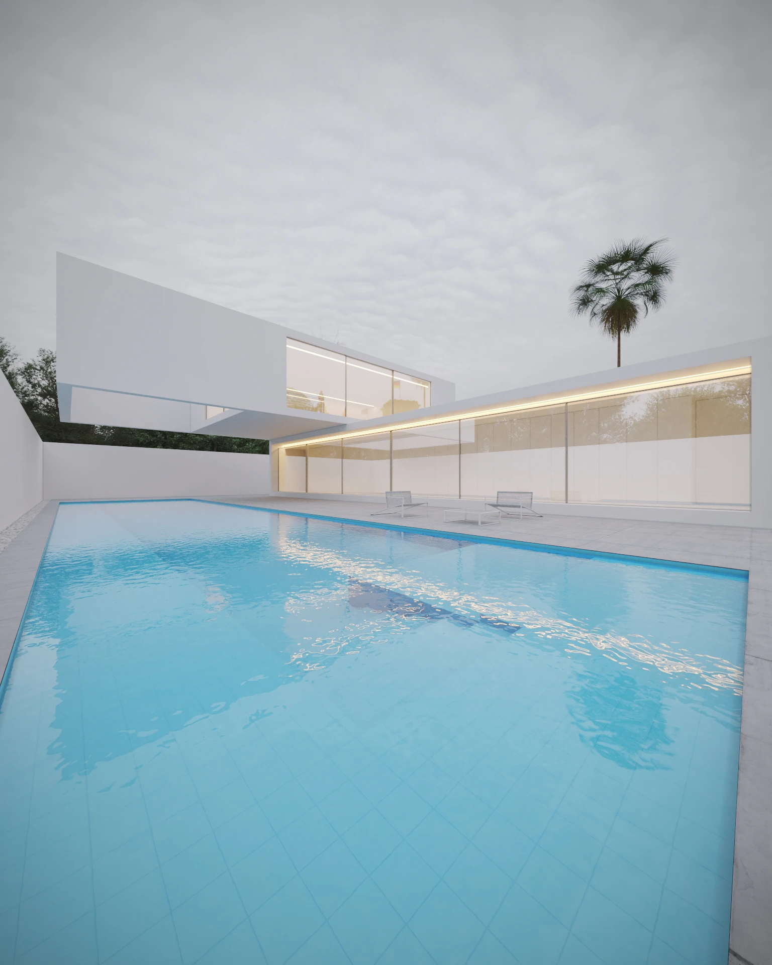 House of Sand — piscina palmeira ceu nublado