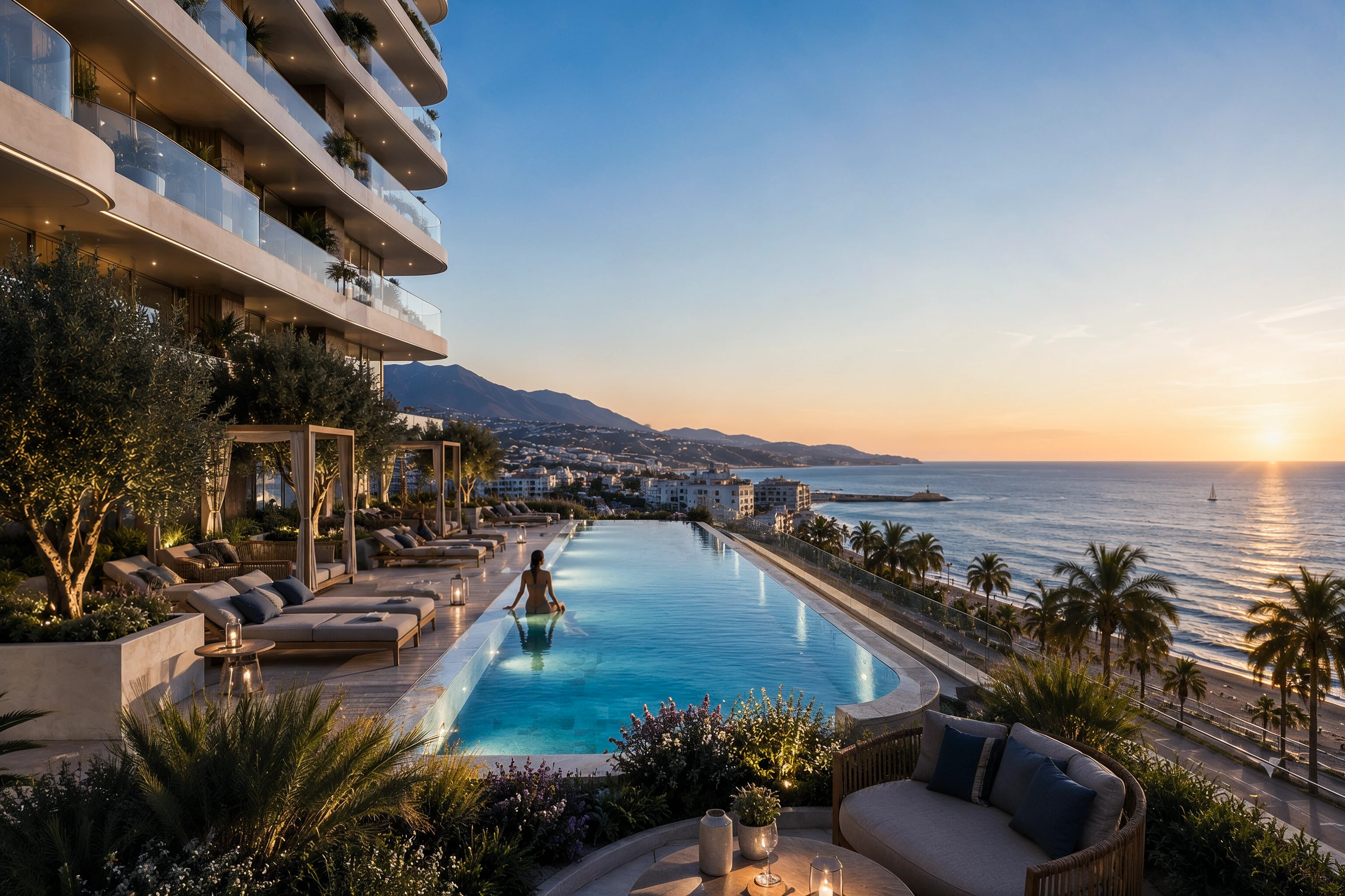 Levante Residences — piscina infinita vista mar