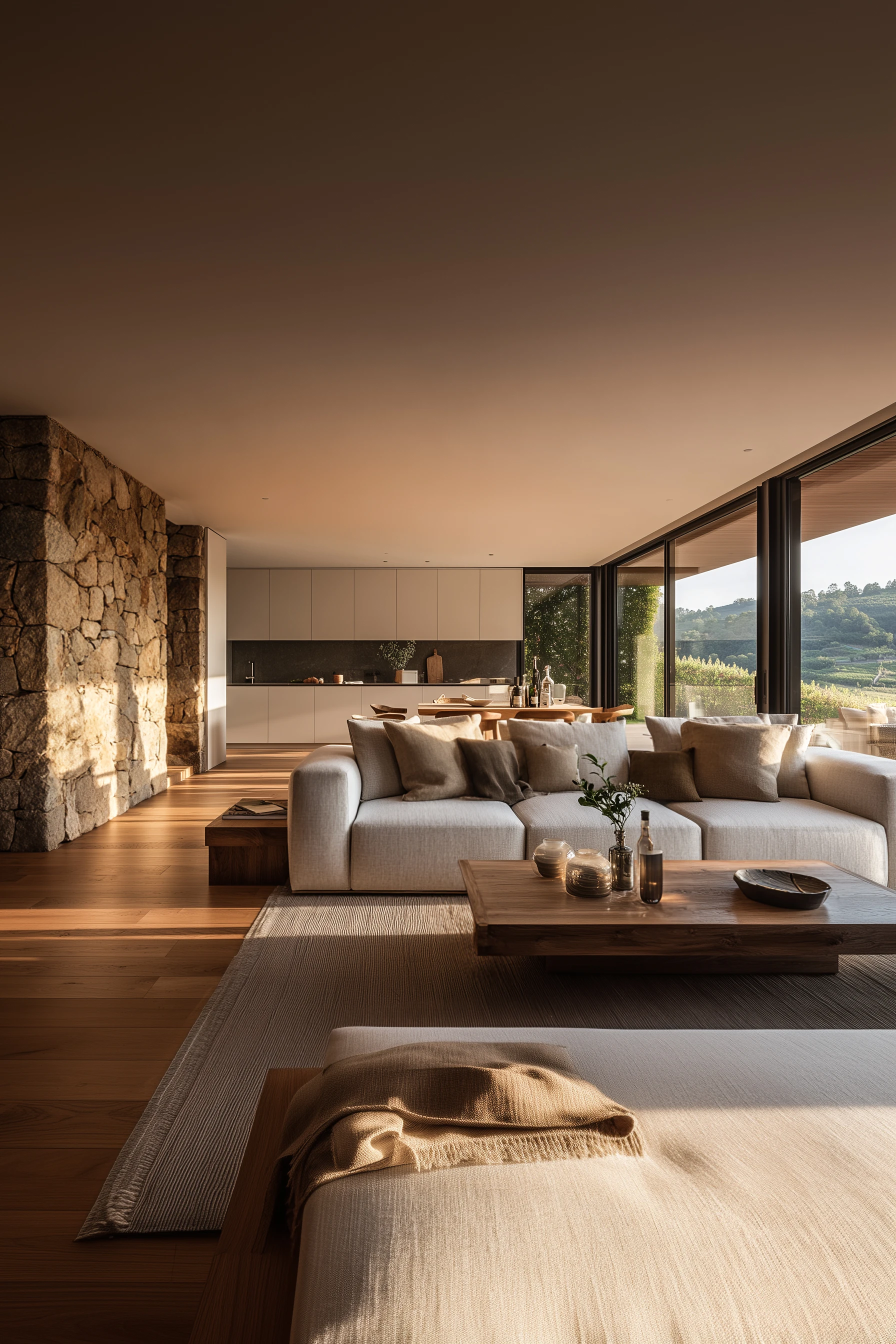 Pátio das Vinhas — sala cozinha vista vinhas