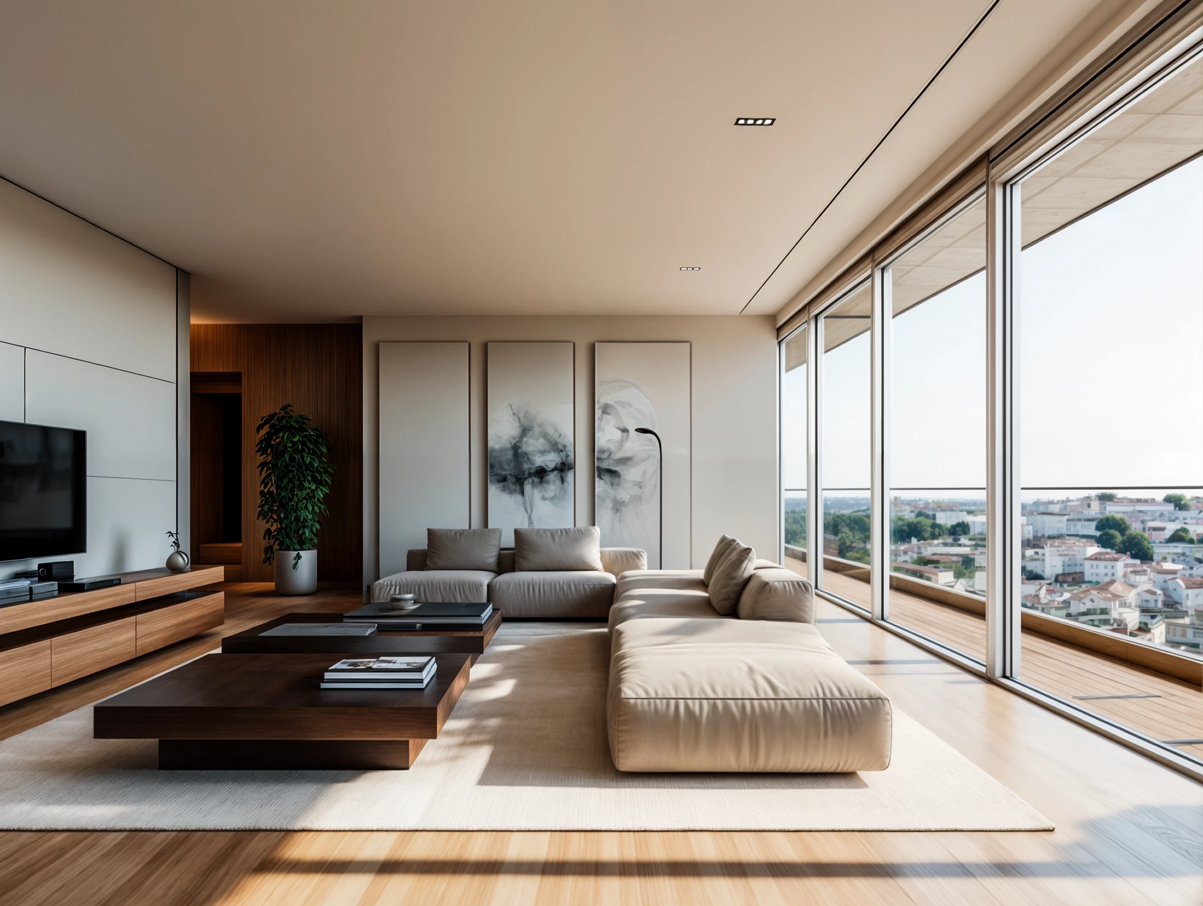 Contemporary Residential Project — sala estar quadros
