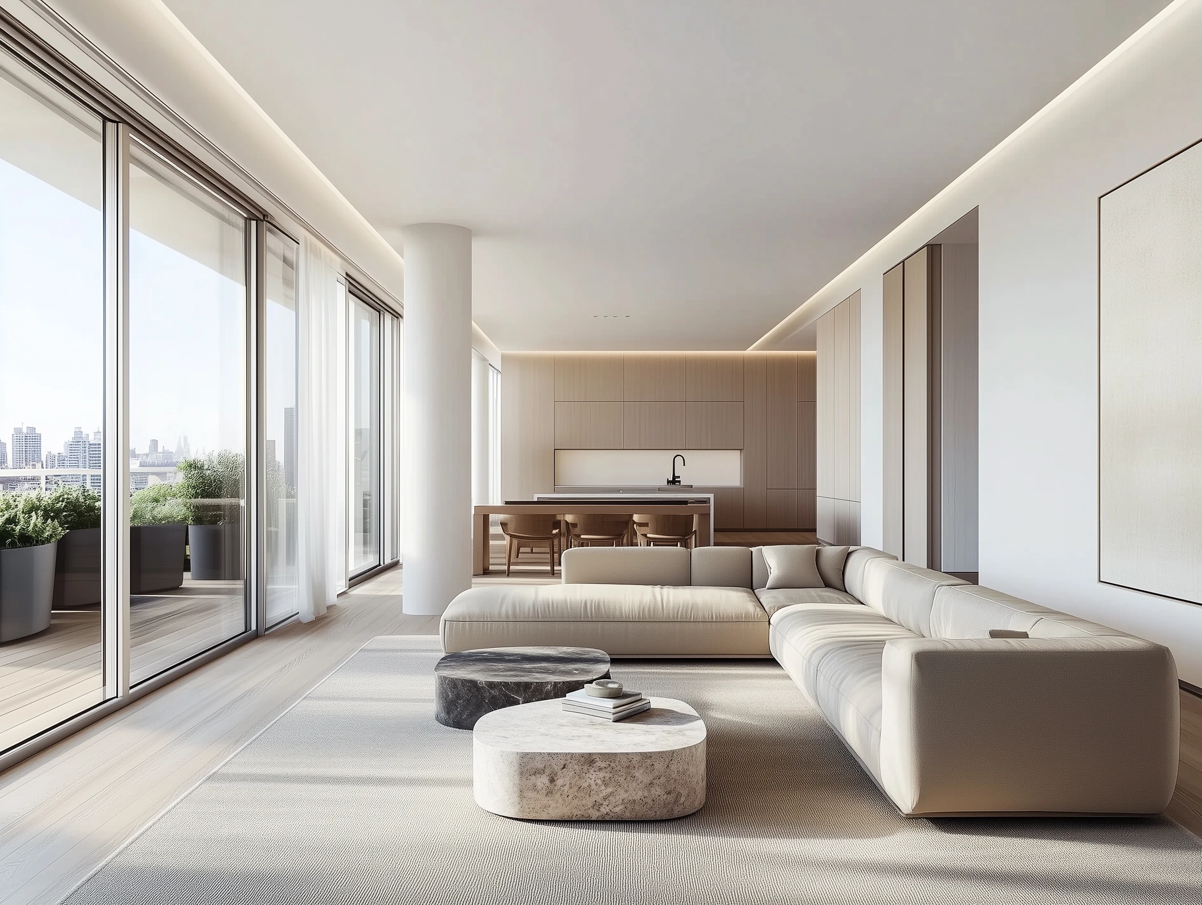 Contemporary Residential Project — sala estar vista cidade